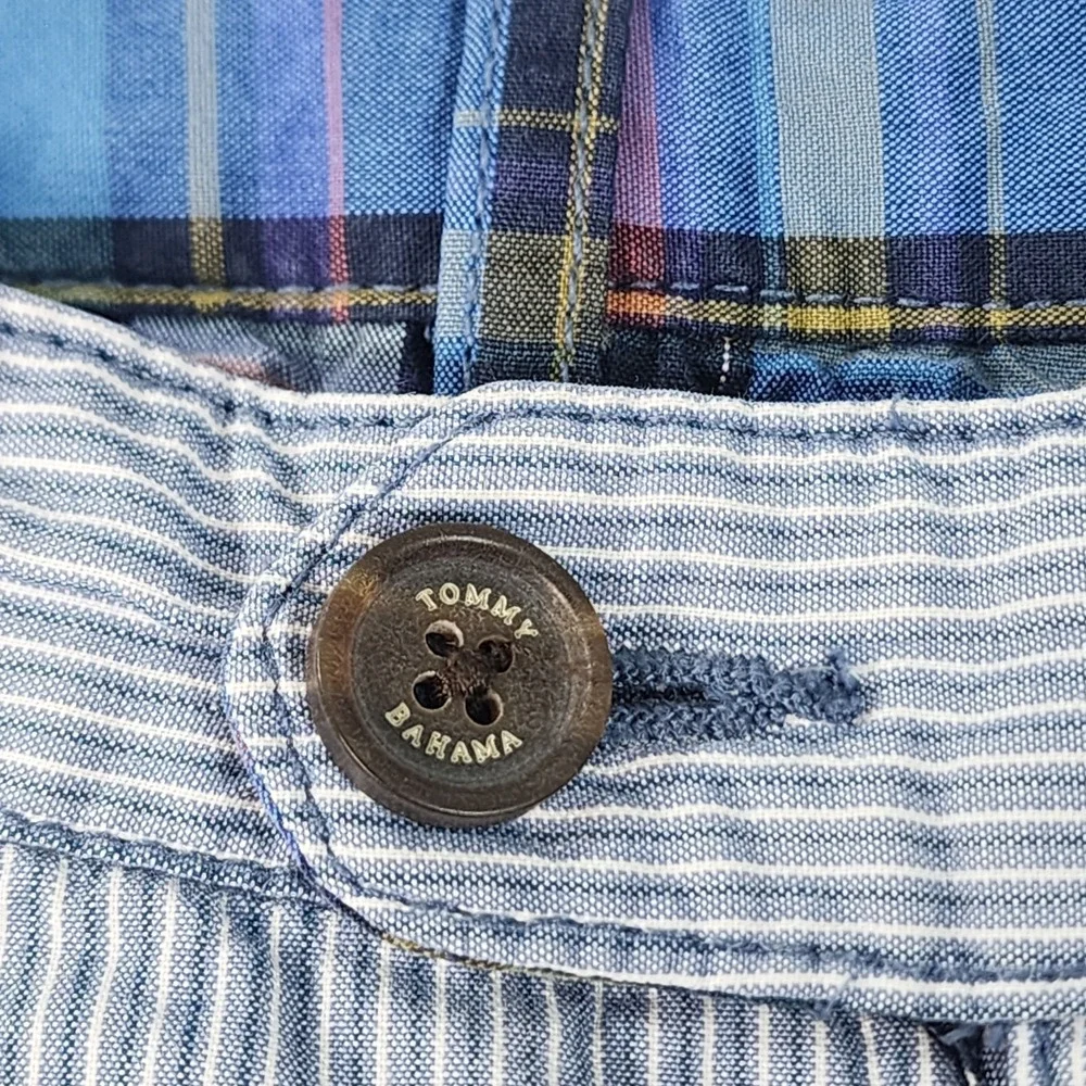 Tommy Bahama Golf Shorts Mens 40x9 Blue Pink‎ Plaid Striped Reversible Pockets
